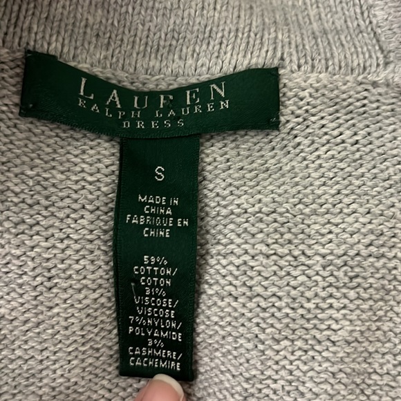 Ralph Lauren Women’s Cardigan Long-Sleeve Buckle Wrap Dress Small Light Gray - Picture 6 of 6